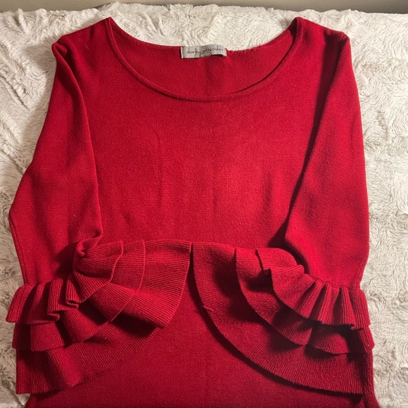 Perfect Holiday Dress! Long Sleeve Radiant Red Lightweight Sweater Dress - Picture 5 of 7